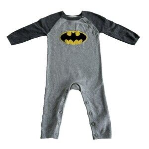 Baby GAP + Junk Food Marvel Batman Gray Sweater One Piece Romper Size 12-18M